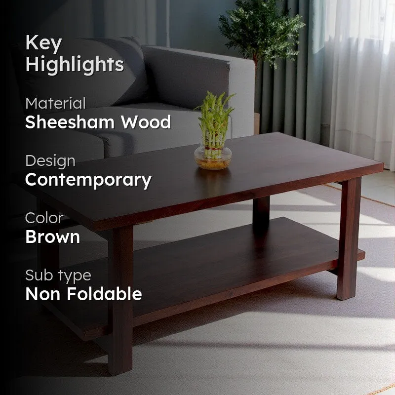 Xynex Sheesham Wooden Center Table - Brown media 2