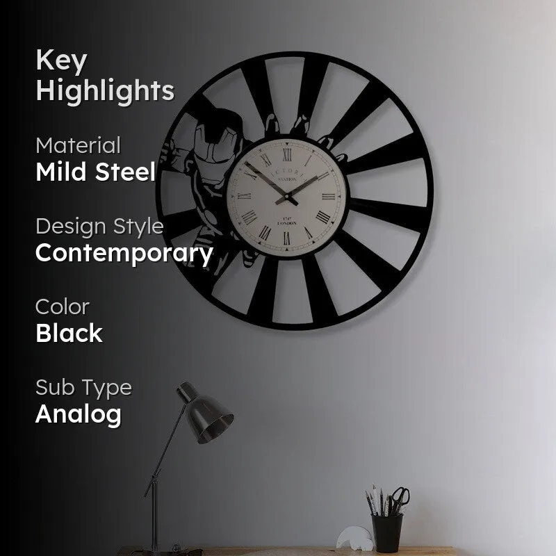 Agentime Steel Analog Wall Clock - Black media 2
