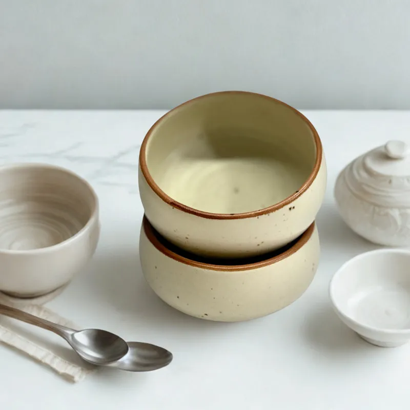 Cera Specks Snack Bowl (White/150 mL Each) - Set Of Two media 1