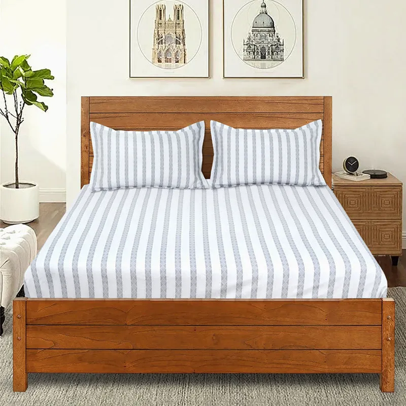 Saral Home Striped Microfiber Bedsheet (Teal) - 350 GSM media 5