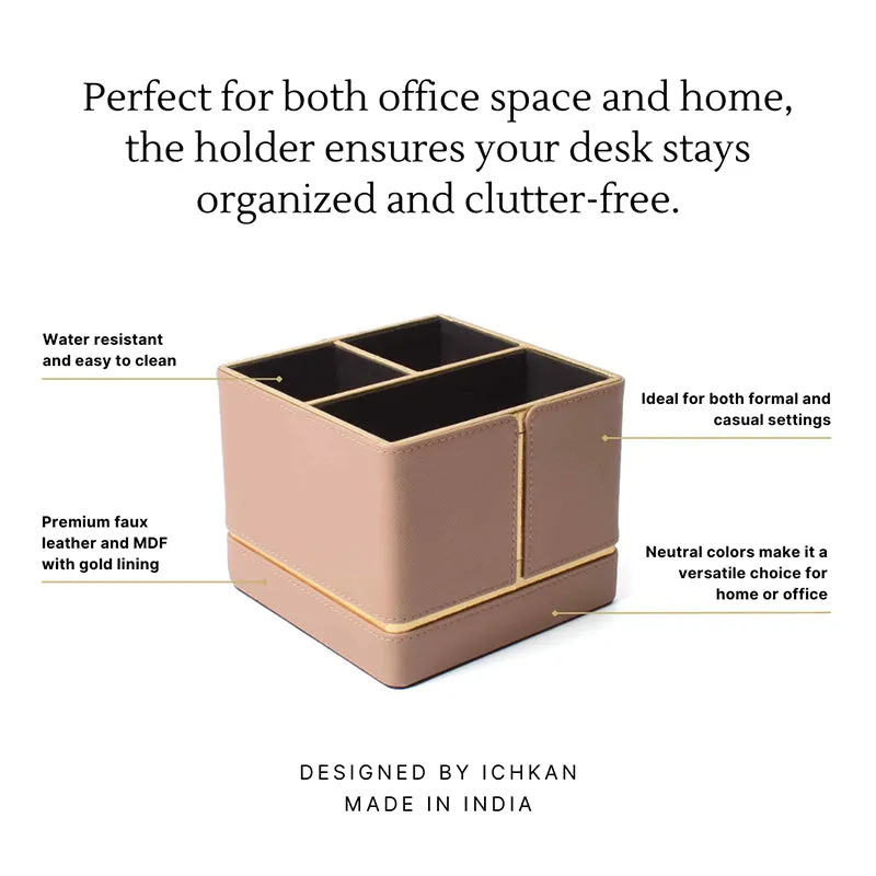 Ceastra Faux Leather Desk Organizer - Beige media 3