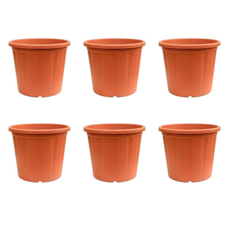 Ugaoo UV Treated Brown Plastic Pot (30 CM) - Set Of Twelve media 4