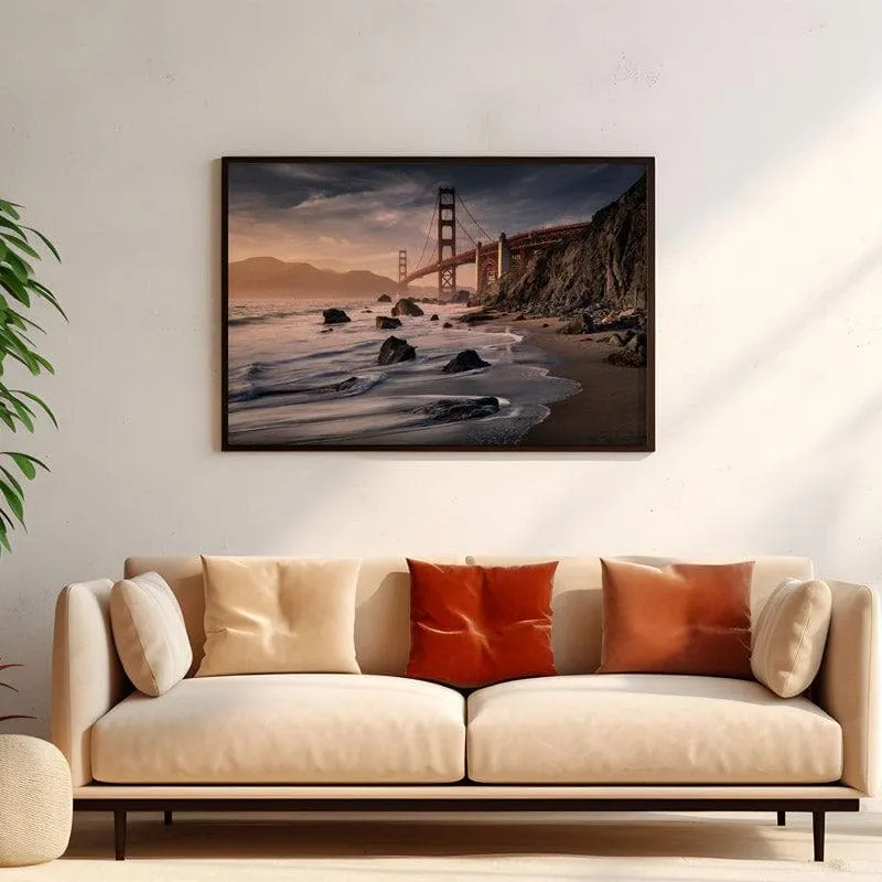 Golden Gate Bridge Canvas Wall Painting - Black Frame media 4