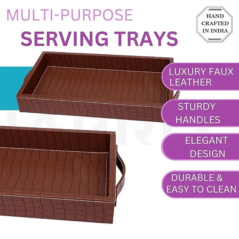 Liora Faux Leather Tray With Tissue Holder (Tan) - Two Piece Set media 5