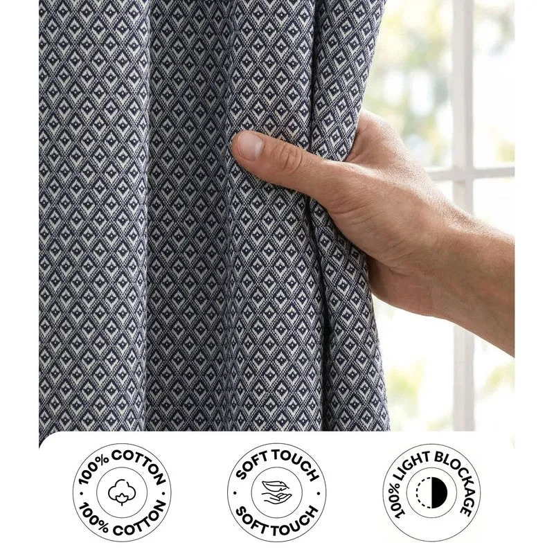 Form Ease Cotton Blackout Curtains (Navy Blue) - Set Of Two media 5