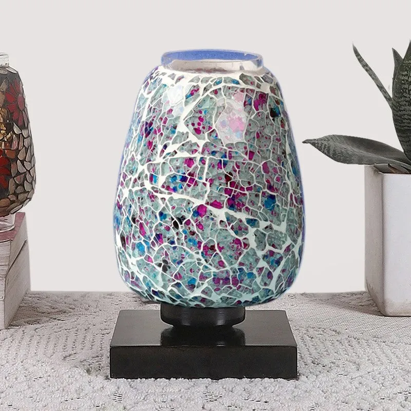 Colorgleam Mosaic Glass Table Lamp With Wooden Base - Multicolor media 4