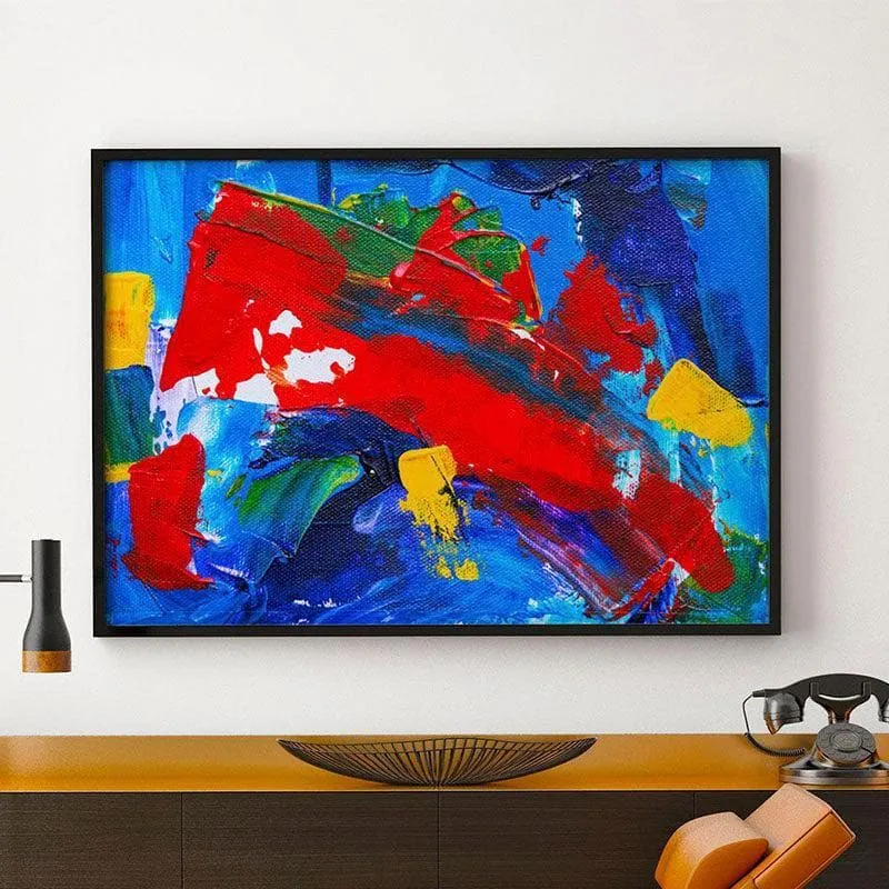 Abstract Of Vibrant Colors Canvas Wall Painting - Black Frame media 3