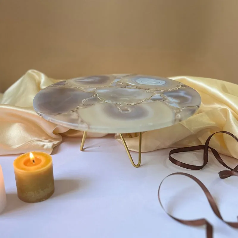 Myrla Handcrafted Agate Cake Stand - Turquoise media 1