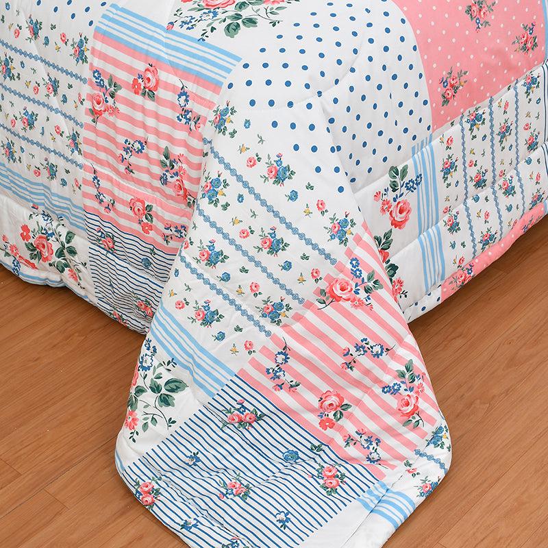 Pink Bloom Grid Floral Comforter - 150 GSM media 3