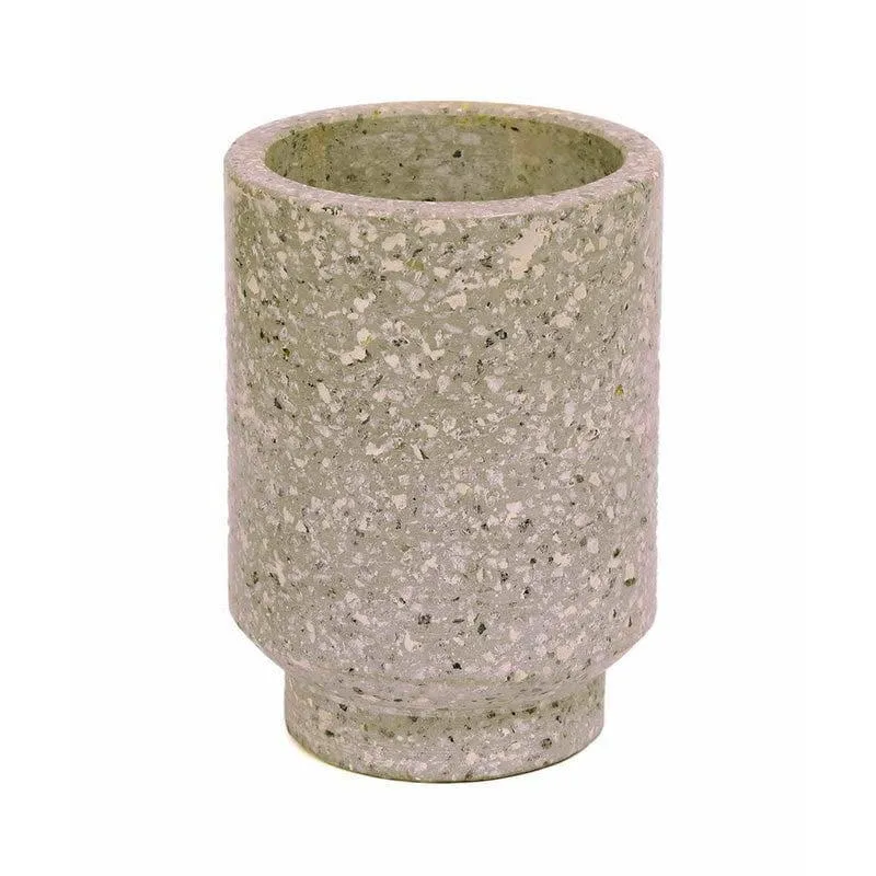 Grey Terrazzo Cylindrical Hand Crafted Marble Planter media 4