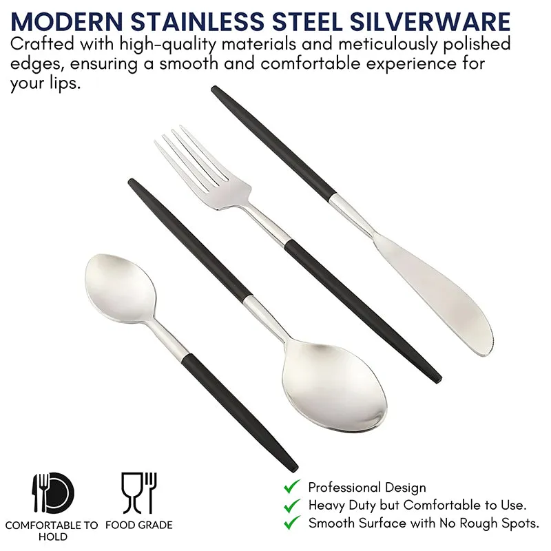 Stirling Cutlery Set (Silver & Black) - Four Piece Set media 4