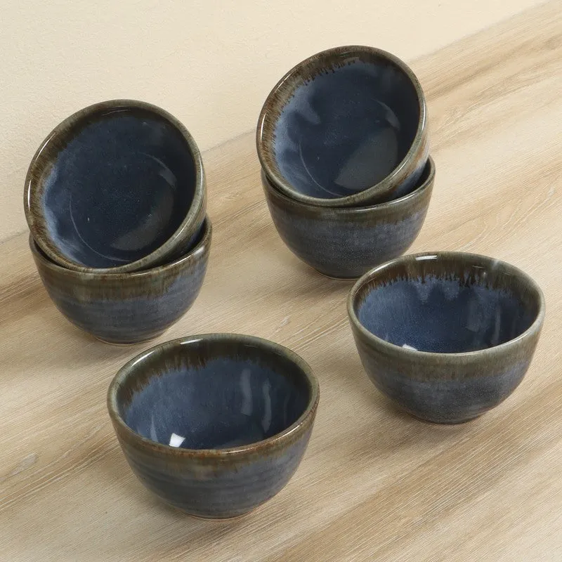 Celeste Snack Bowls (Blue,200 mL Each) - Set Of Six media 4