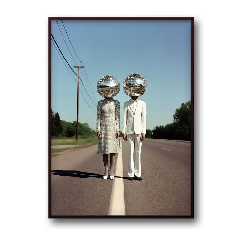 The Disco Couple Archival Canvas Wall Art - Black Frame media 5