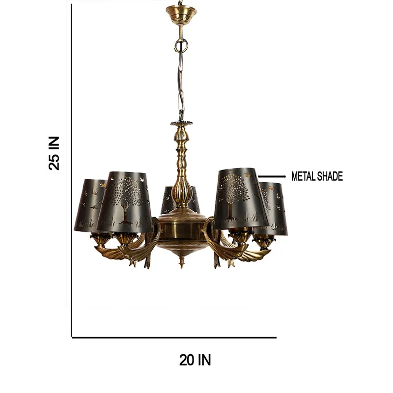 Tree Of Life Etched Vistara Golden Antique Ceiling Lamp media 5
