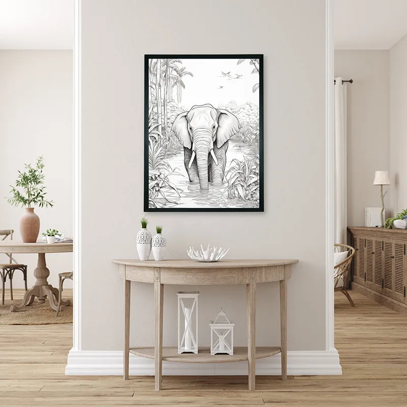 Elephant Sketch Canvas Wall Art media 4