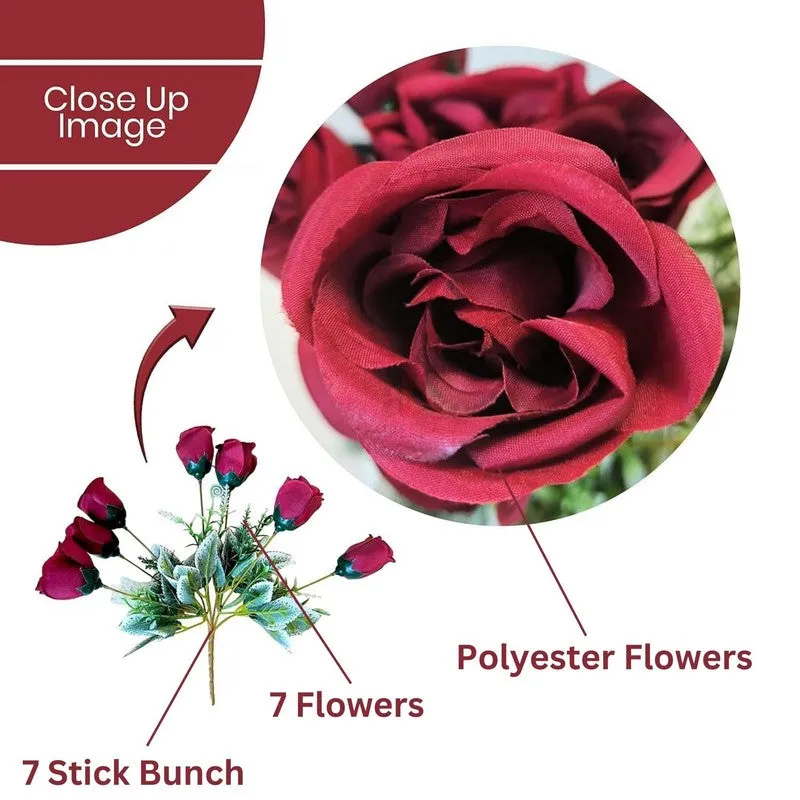 Rosettea Polyester Artificial Flower - Set Of Four media 6