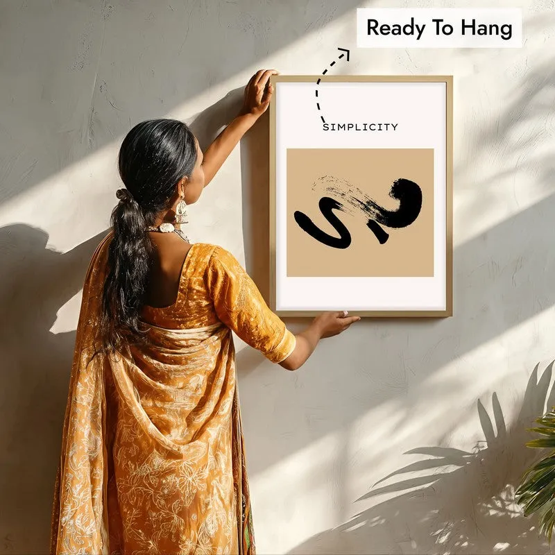 Abstract Calm Canvas Wall Painting With Brown Frame media 8