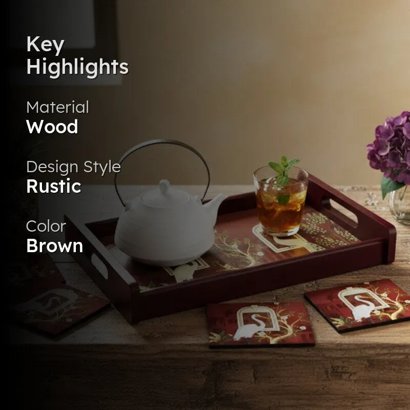 Rustique Serving Tray with 4 Coasters - Five Piece Set media 2