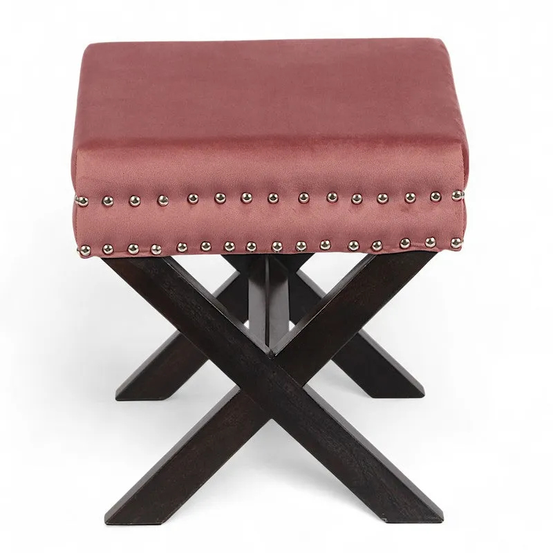 Kavex Sheesham Wooden Stools (Pink) - Set Of Two media 4