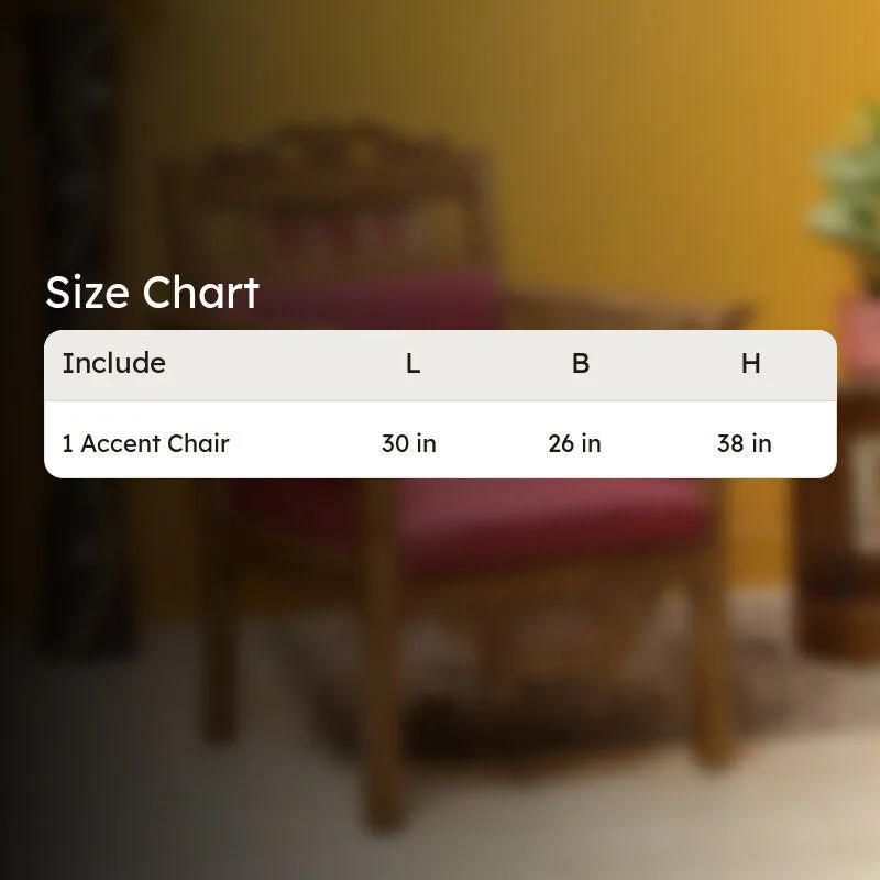 Maharaja Teak Wood Accent Chair - Maroon media 9