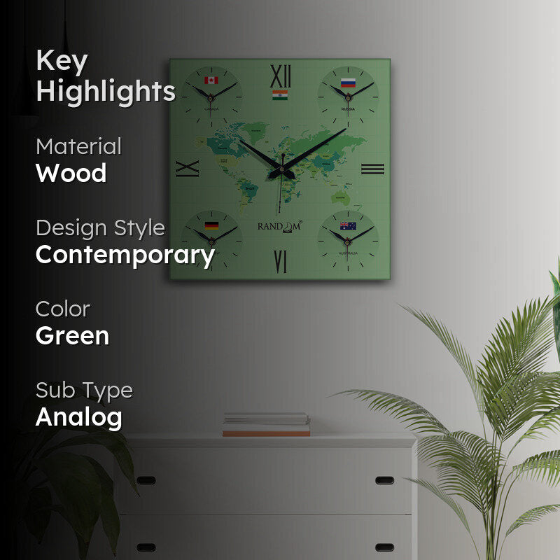 World Time Zone Wall Clock - Green media 2