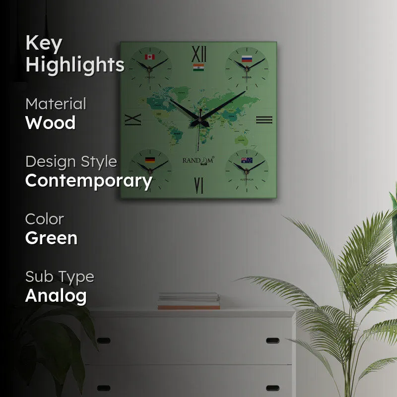 World Time Zone Wall Clock - Green media 2