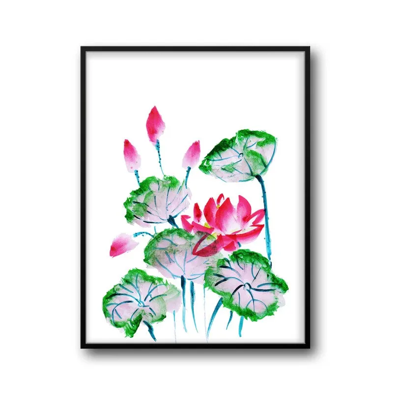 Lotus & Buds Archival Paper Wall Art With Frame media 6