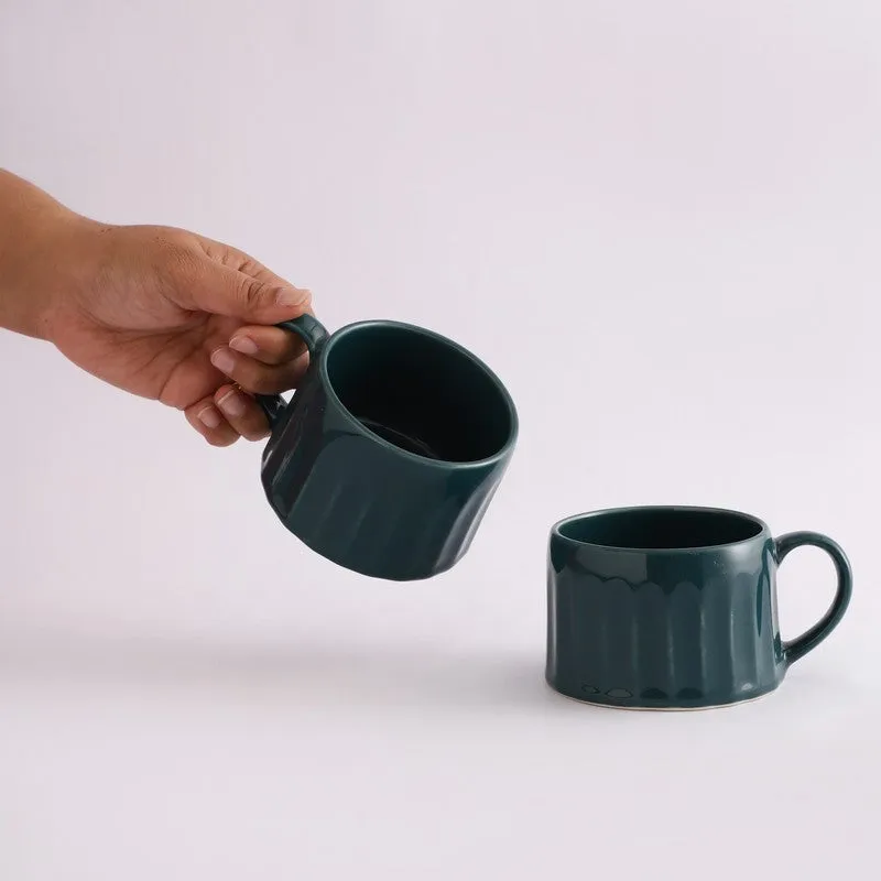 Teal Stoneware Coffee Mug (300 mL Each) - Set Of Two media 3