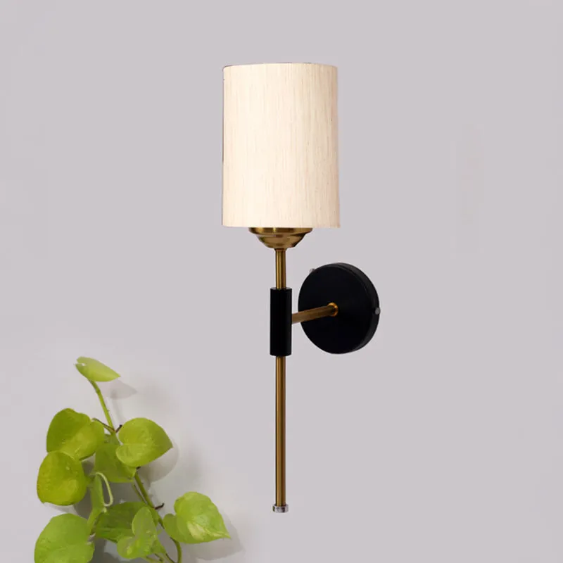 Beryll Cylindrical Steel & Cotton Wall Lamp - Ivory media 3