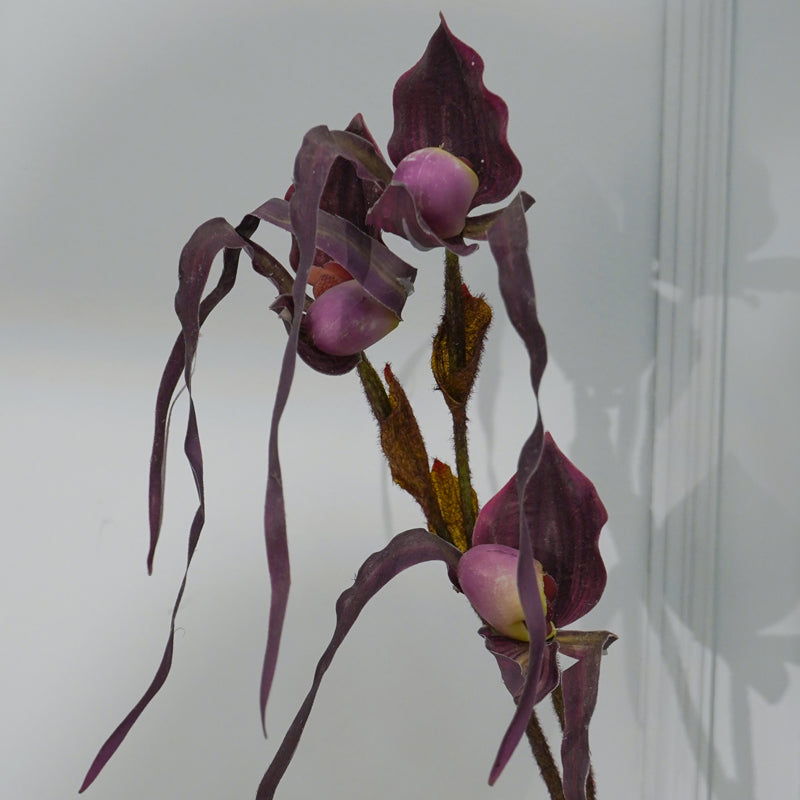 Faux Paphion Orchid Flower Stick (Purple) - 31 CM media 4