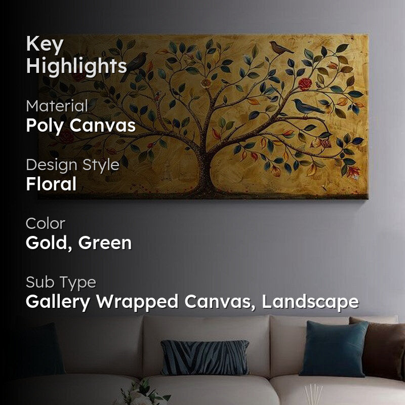 Celestial Golden Tree Wall Painting media 2