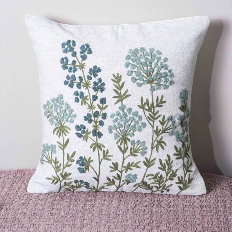 Azure Bloom Cotton Cushion Cover media 3