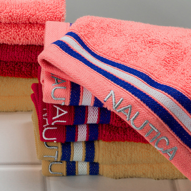 Nautica Dove Down Cotton Face Towel (Coral, Burgundy & Beige) - Set Of Twelve media 3