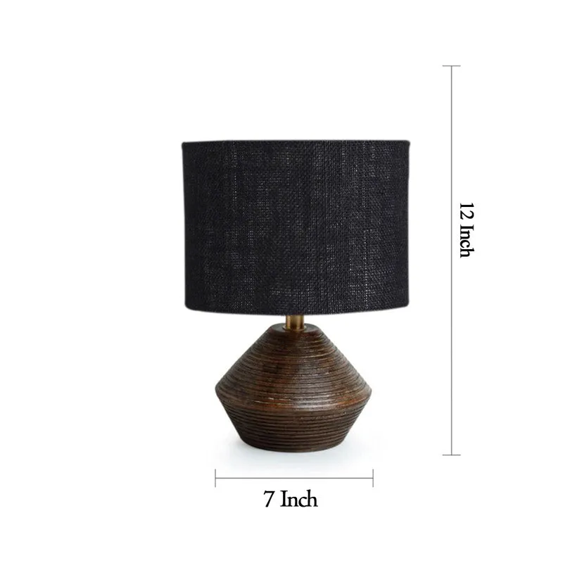 Yami Wooden Table Lamp With Jute Shade - Brown,Black media 7