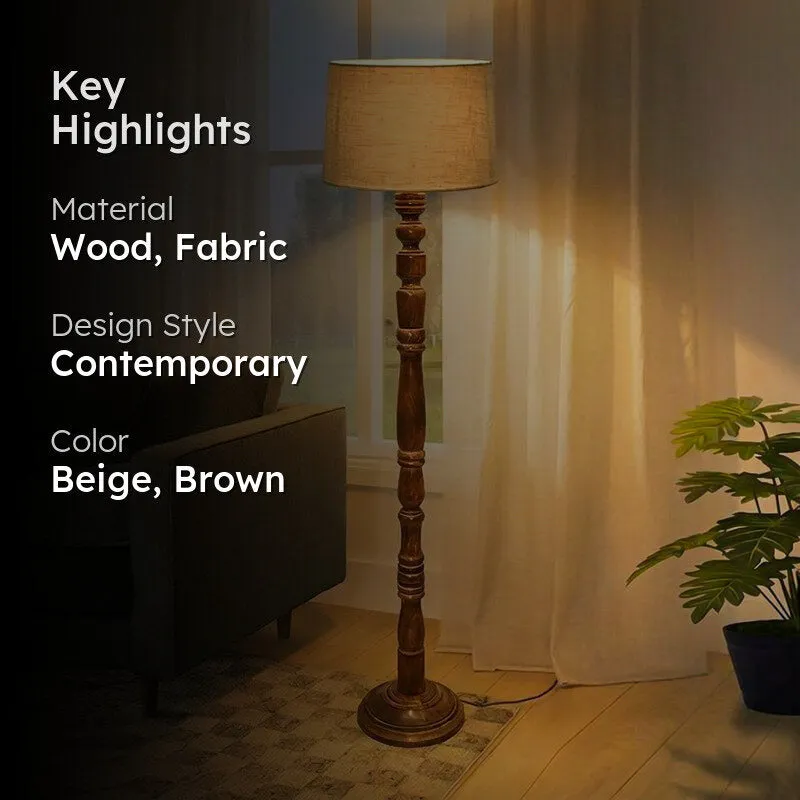 Elfin Curve Wooden Floor Lamp - Beige media 2