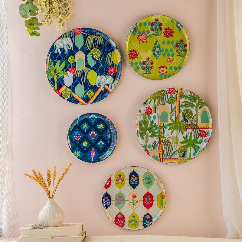 Botanical Print Round Metal Wall Plates - Set Of Five media 7