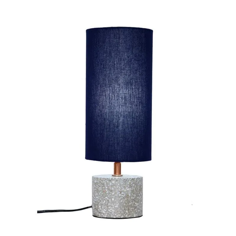 Round Terrazzo Hand Crafted Fabric Table Lamp - Blue,Grey media 4