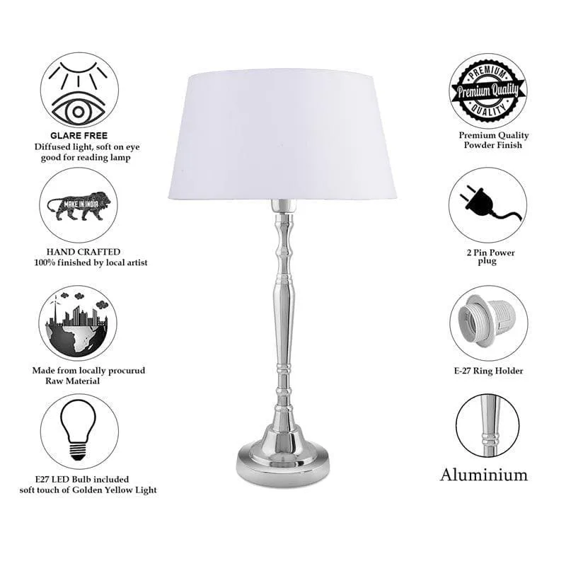 Zenith Glow Fabric Table Lamp - Silver,White media 6