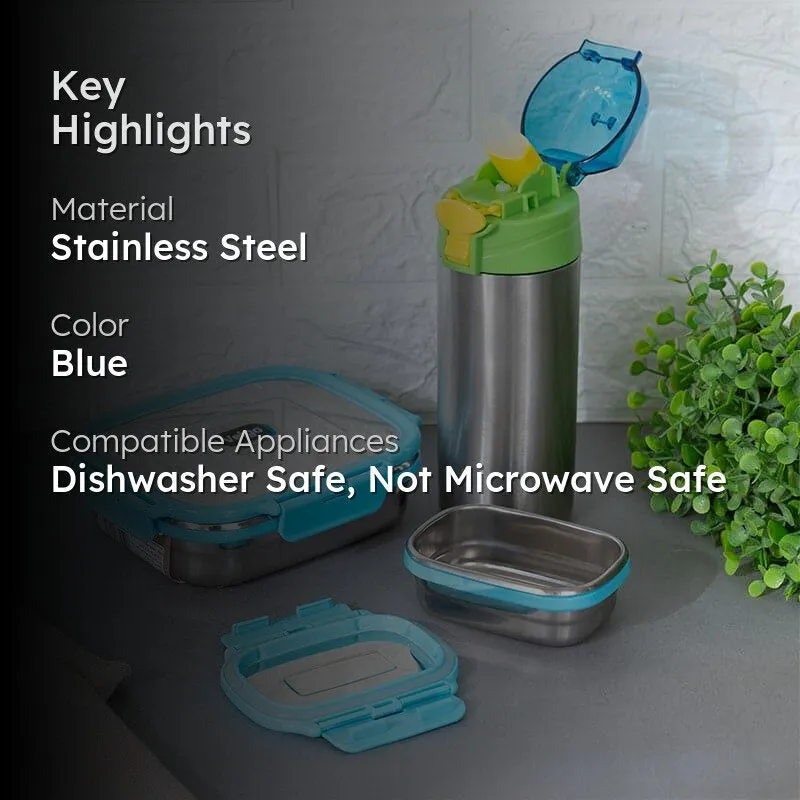 Viora Lunch Box With Water Bottle (Blue & Peacock) - Three Piece Set media 2