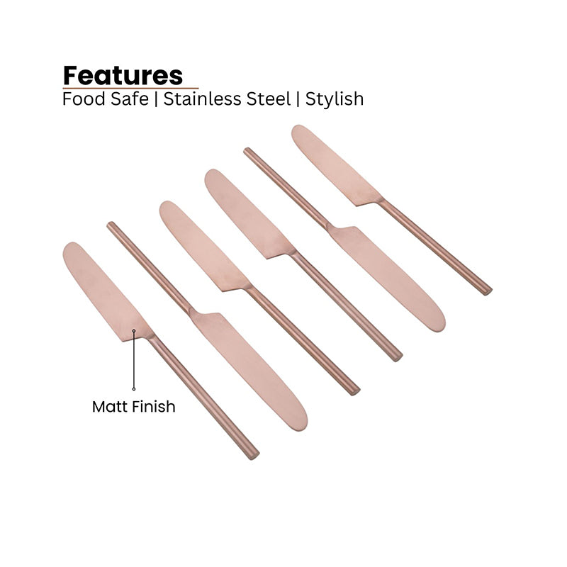 Zarif Stainless Steel Cheese Knife Set (Copper) - Set Of Six media 5