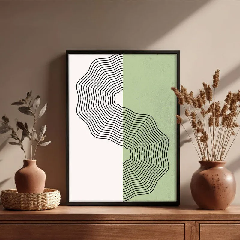 Ondas Green Wall Art - Black Frame media 1