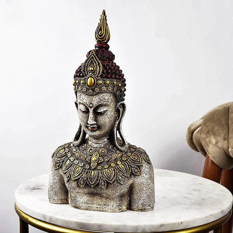 Jewelled Buddha Painted Resin Showpiece media 1