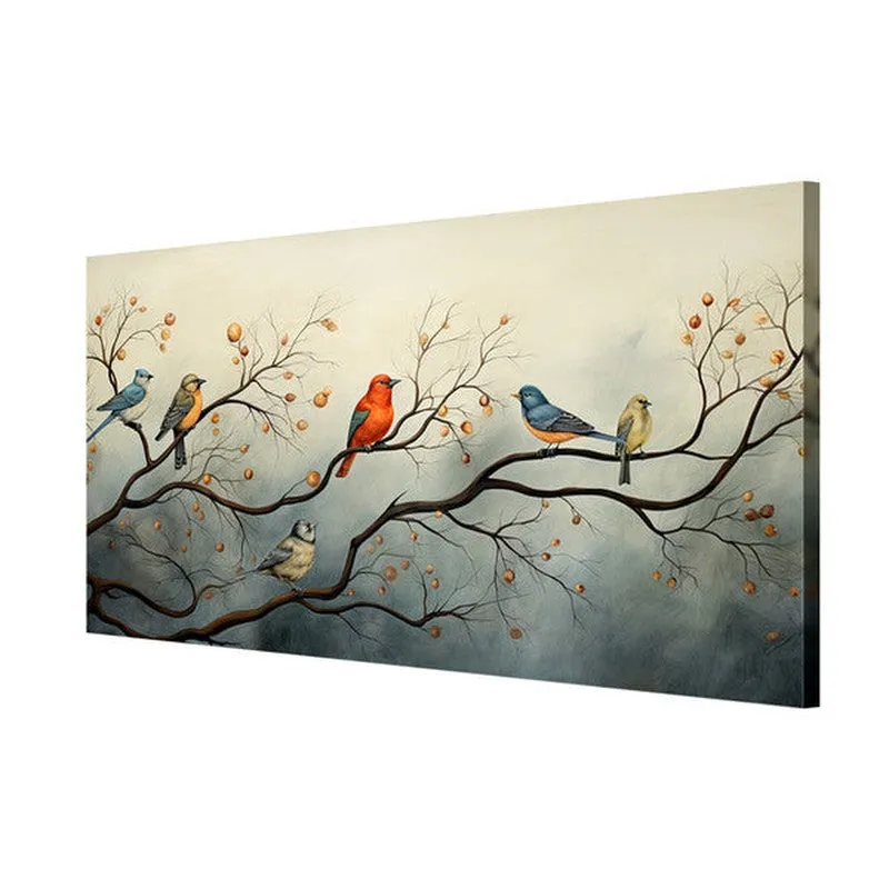 Perching Birds On Branch Poly Canvas Wall Painting media 5
