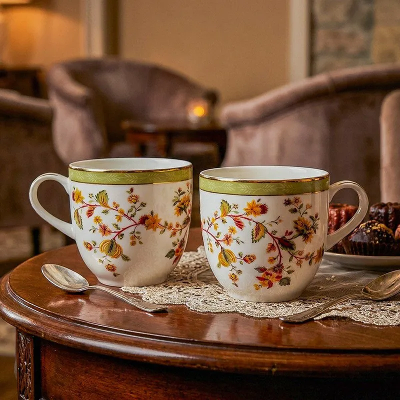 Painted 24k Gold Brushed Porcelain Coffee Mug (300 mL Each) - Set of Four media 3