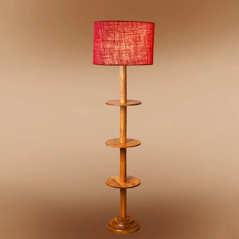 LumiCrate Tower Wooden Floor Lamp - Maroon media 6