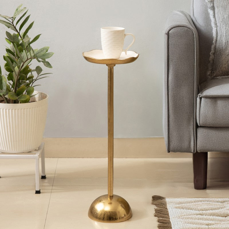 Scalloped Edge Aluminum Side Table - Gold