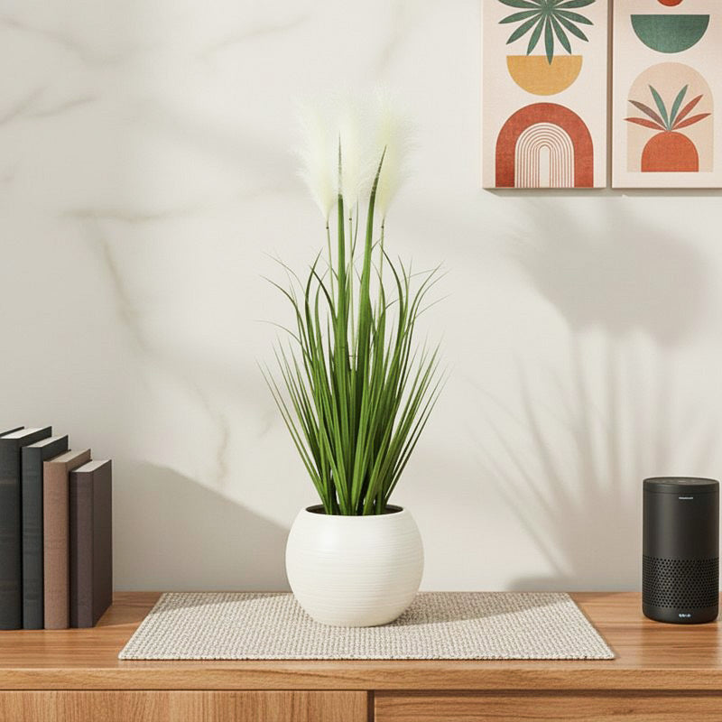 Infinita Artificial Grass Plant With Black Plastic Pot - 2 ft