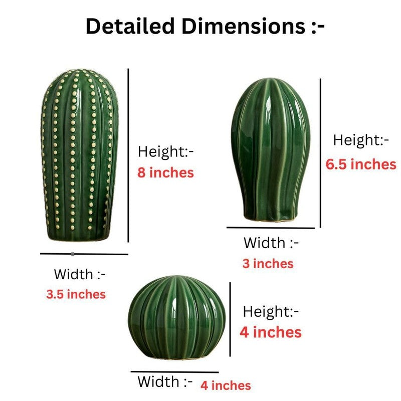 Textured Cactus Ceramic Decorative Accent - Set of Three media 9