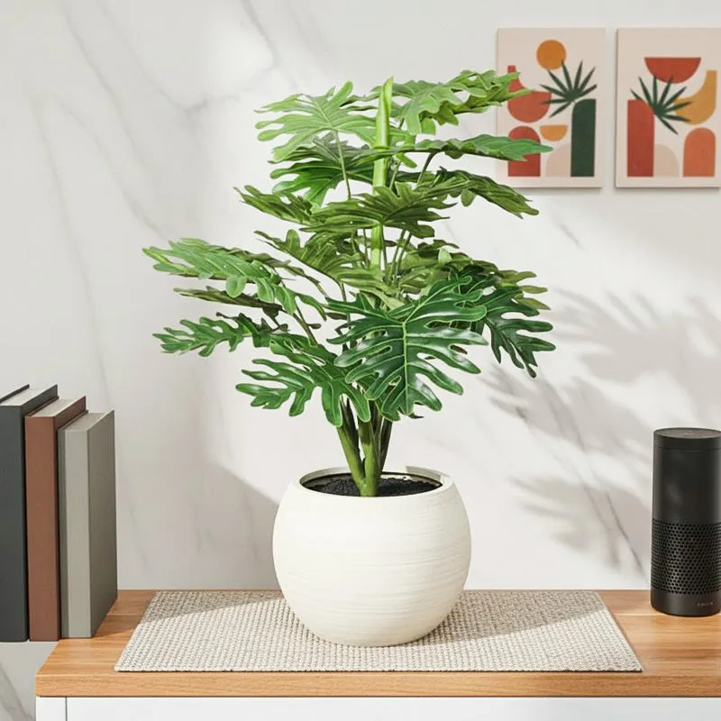 Faux Philodendron Bonsai In Black Plastic Pot - 45 cms media 1