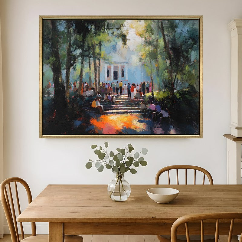 Forest Celebration Canvas Wall Painting With Frame